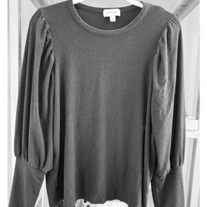Women's Evereve Black Long Sleeve Loose Ribbed Top Size L